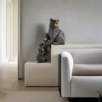 Ornements de table en résine de style américain, trois ours noirs, pour Halloween et Thanksgiving, décorations artistiques peintes à la main pour la maison et le jardin