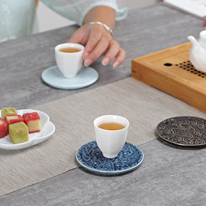 Posavasos de cerámica con diseño de nubes y olas, tapete cuadrado para taza de té, accesorios decorativos para juego de té chino - Product Image 3