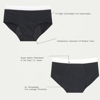 Culotte menstruelle taille haute avec logo personnalisé, couvrance intégrale, 3 couches anti-fuites, réutilisable et lavable, pour flux abondant