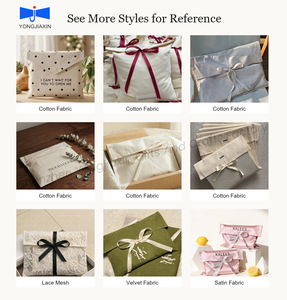 Pochette de luxe en <span class=keywords><strong>tissu</strong></span> de <span class=keywords><strong>coton</strong></span> doux avec nœud en ruban, petite pochette à bijoux, pochette textile personnalisée avec logo, prix d'usine - Product Image 3