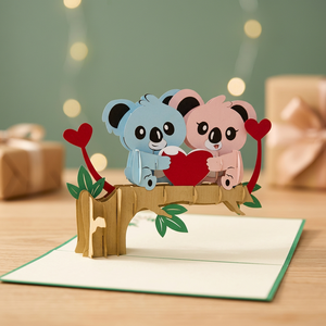 Koala Couple 3D Pop Card Love Theme Handmade Art Paper Customized Thanksgiving <b>Gifts</b> Hanoi Best Seller Top Trending - Product Image 3