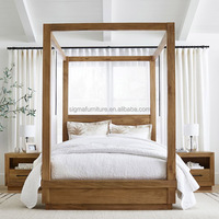 Mise à jour moderne lit à baldaquin traditionnel à quatre affiches meubles de chambre à coucher en bois massif style design Midcentury King Size pour un usage domestique