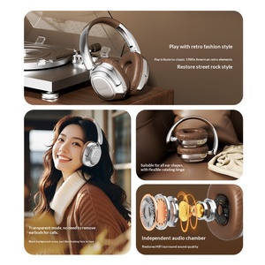 New Retro Style Over-Ear 5.4 Headphones, <b>Wireless</b> Headset with Mic, Long Battery for Sports & Gaming - Product Image 2