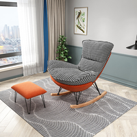 Fauteuils à bascule d'extérieur modernes en tissu XY, avec coussin gris et blanc en bois, pour adultes