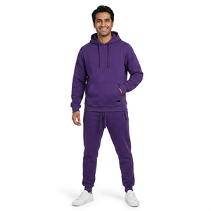 Finer Threads Survêtement unisexe à capuche, avec poches latérales, délavé à l'acide, imprimé animal uni, manches longues, ensemble complet 2 en 1 - Product Image 1