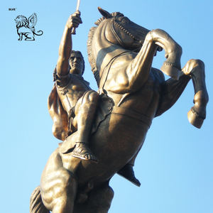 고대 그리스 골동품 청동 전사 알렉산더 상을 주조하는 대형 금속 예술 판매용 검으로 말에 - Product Image 3