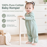 Combinaison bébé 100 % coton certifiée classe A, sans coutures, manches longues, unisexe, printemps automne, nouveau-né, fermeture à pression