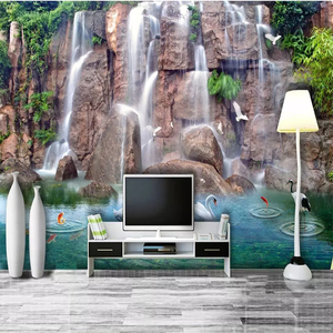 <span class=keywords><strong>Mural</strong></span> Personalizado 3D con Paisaje de Cascada y <span class=keywords><strong>Lago</strong></span> de Cisnes, <span class=keywords><strong>Mural</strong></span> para Sala de Estar, Dormitorio, Sofá, Fondo de TV, Foto, Papel Tapiz 3D, Papel de Parede - Product Image 3