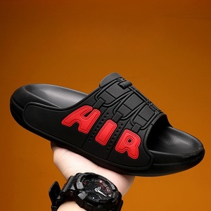 Sporty Black EVA Slides Open Toe Anti-Slippery Embossed Air Logo Summer Men's slide <b>Slippers</b> - Product Image 2