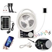 Ventilateur solaire de bureau 8 pouces, ventilateur de table portable rechargeable avec Bluetooth, radio FM, USB, MP3 pour la maison, le bureau, l'extérieur, le jardin