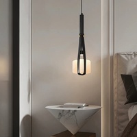 Lampe suspendue en cuir et travertin MEEROSEE, petite, élégante, moderne et simple, lampe de bar design, éclairage de couloir pour maison d'hôtes MD88136