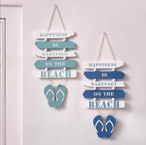 Zapatillas creativas, barra de letras conectada a marcas de dos caras de artesanía de madera para decoración del hogar de estilo oceánico - Product Image 2
