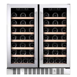 Vinopro 176L 74 Bottles Wine Cellar Multi-function Glass Door Dual-Zone Wine Fridge Cooler For Home