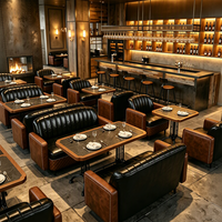 Canapé de bar à cigares vintage, style Old Money, pour café western et bar à cocktails, ensemble table et chaises de réception commerciales