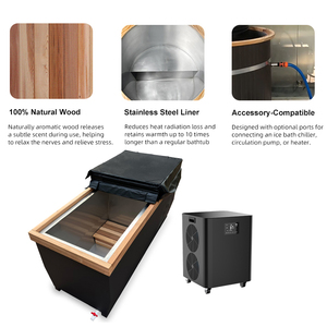 Chillmend phổ biến tất cả trong một bằng gỗ thép không gỉ lót bên trong lạnh Plunge bồn tắm phục hồi Pod với Thông Minh OTA Wifi điều khiển Máy làm lạnh - Product Image 6