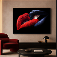 Décoration Murale Lèvres Pop Art Colorées sur Fond Noir – Collection d'Impressions sur Toile pour Chambre, Salon, Hôtel et Intérieurs Contemporains