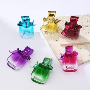 15ml gradient color glass perfume spray bottle with luxurious butterfly bow lid Mini pocket size perfume bottle