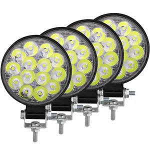 42w 14led עבודה אור הוביל מכונית מול ערפל אור 12v 24v עבור משאית sar 4x4 4wd הנדסת פנסים מחוץ לכביש הוביל עגול אוזניות