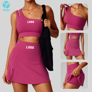 Ensemble de jupes anti-exposition Fitele de haute qualité, ensemble de soutien-gorge de <span class=keywords><strong>sport</strong></span> et jupe de golf pour femmes, tenue 2 en 1, ensemble de vêtements de yoga pour le tennis - Product Image 2