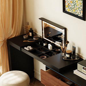 NKOL Modern <b>Makeup</b> <b>Vanity</b> Desk With Lighted Mirror Storage Drawers Bedroom Furniture Solid Wood Design - Product Image 4