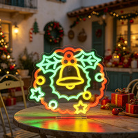 Letrero LED de Neón con Diseño de Árbol de Navidad, Luz Acrílica de Escritorio para Decoración Navideña