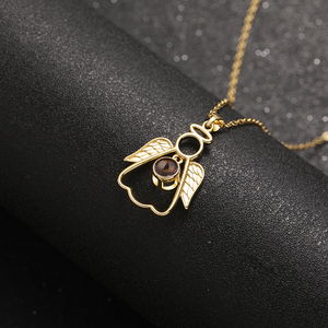 Gioielli alla Moda, Collane con Ciondolo <span class=keywords><strong>Angelo</strong></span> Personalizzato con Proiezione Foto, Zirconi, Placcato Oro 18K, Trendy, per Feste, <span class=keywords><strong>Ti</strong></span> <span class=keywords><strong>Amo</strong></span> - Product Image 4