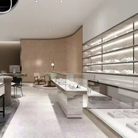 Vitrine de présentation de bijoux en or, design moderne et luxueux, éclairée par LED, écologique, pour magasin de bijoux, OEM
