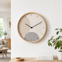 Jam Dinding Kayu Bundar Skandinavia Minimalis Nordik Kustom 25cm 10 Inci Jam Dinding Modern OEM ODM Dekorasi Rumah