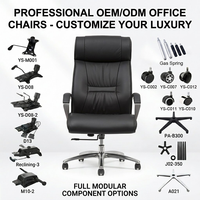 Fauteuil de bureau de direction ergonomique en cuir à dossier haut, pivotant et inclinable, avec base en aluminium robuste