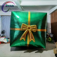 Boîte cadeau gonflable verte pour événements de Noël, fêtes, accessoires photo et décoration de vitrine