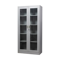 Armoire de classement métallique contemporaine polyvalente à 2 portes, armoire de rangement commerciale durable avec porte en verre réglable pour bureau à domicile