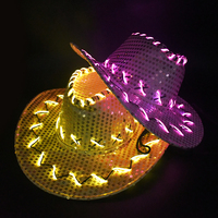 Chapeau de cowboy LED argenté de sécurité, nouveauté, prix d'usine, vente chaude, décorations de Noël