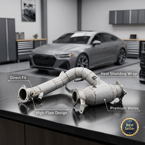 Sonicdiy - Tubo de Escape Universal de Acero Inoxidable de Alto Flujo con Aislamiento Térmico de 1.5 mm de Espesor para Audi <span class=keywords><strong>A4</strong></span>/A6/A7/Q5 2.0T B9.5 <span class=keywords><strong>2022</strong></span> - Product Image 2