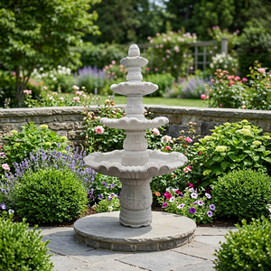 Fontaine japonaise antique sculptée à la main en pierre blanche de roche solide - Product Image 3