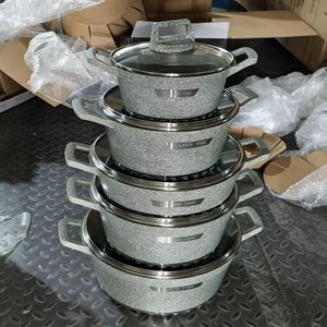 Set di Pentole in Granito Premium 10 Pezzi, Pentola Antiaderente in Alluminio 32cm, Casseruola Profonda, Set da Cucina in Confezione Regalo Aries Wholesale - Product Image 1
