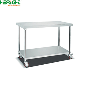 Chariot de service en acier inoxydable 304 de qualité alimentaire à 3 niveaux avec bord surélevé anti-déversement et poignée de poussée pour cuisine commerciale - Product Image 2