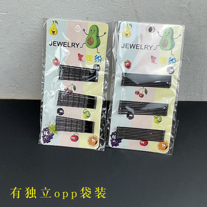 Black Hair <b>Clips</b> 10 Cm Metal Side <b>Clips</b> Daily Use Women Headdress With Cardstock Individually Packaged - Product Image 1