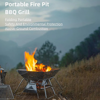 Parrilla Portátil de Carbón de Acero Inoxidable Plegable con Rejilla para Carne sin Humo para Acampar en Familia en Interiores y Exteriores