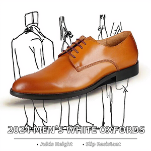Zapatos Oxford de PU Blancos con Cordones y Punta Cerrada, Estilo 2024, que Aumentan la Estatura, para la Escuela, Oficina y Carrera Profesional - Product Image 2