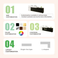 Comptoir de réception moderne de petite taille, luxueux, laqué brillant, table de réception pour salon de beauté, éclairage LED, comptoir de caisse personnalisé