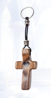 Porte-clés en bois en forme de croix, artisanat créatif en noyer, durable, anti-stress, cadeau de Noël, souvenir chrétien, prière, vente chaude