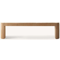 Table console de style américain en chêne blanc à grain vertical avec plateau en marbre, luxe léger