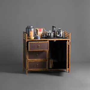 Retro-style bamboo tea <b>cabinet</b>, <b>small</b> tea <b>cabinet</b>, tea sideboard, storage rack, bamboo household kettle integrated <b>cabinet</b> for - Product Image 3