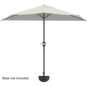Parasol demi-rond moderne de <span class=keywords><strong>9</strong></span> pieds à manivelle blanche Parasol de jardin à 5 nervures en acier pour cour extérieure, salle à manger extérieure, hôtel - Product Image 2