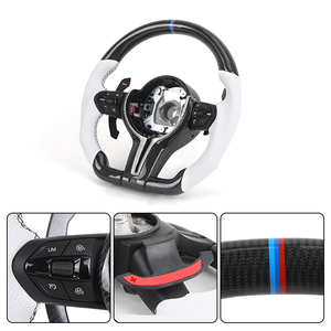 Volante Deportivo Personalizado de 4 Radios en Cuero Perforado Blanco/Fibra de Carbono/<span class=keywords><strong>M</strong></span> <span class=keywords><strong>Sport</strong></span> con Costuras Personalizadas para la Serie F - Product Image 2