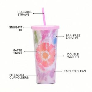 Meilleures ventes : Gobelets isothermes en plastique de 24 oz réutilisables avec insert en papier personnalisé pour boissons chaudes et froides, sans BPA - Product Image 2