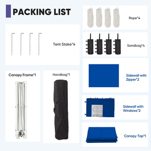 Carpa Plegable <span class=keywords><strong>Azul</strong></span> OEM 10x10, Gazebo Comercial Resistente con 4 Paredes Laterales, Mosquitera, Puerta con Cremallera, 3x3, Tela Oxford Simple - Product Image 6