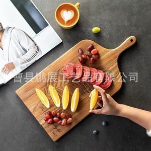 Tabla de cortar rectangular de madera de acacia con asa para frutas, verduras, pan, carne, pizza, bandeja para servir - Product Image 1
