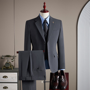 Abito da <span class=keywords><strong>sposo</strong></span> da uomo, completo tre pezzi, con cerniere decorate, slim fit, formale, business casual, professionale - Product Image 2