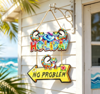 Décoration murale en bois pour la plage, panneau tropical suspendu, décoration estivale sur le thème du surf, plaque en bois de style côtier, ornement pour la maison